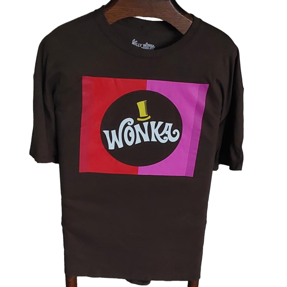 WILLY‎ WONKA TGE CHOCOLATE FACTORY MEN'S BROWN T- SHIRT